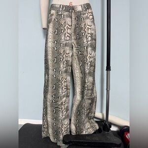Snake Print Wide-Leg Pants